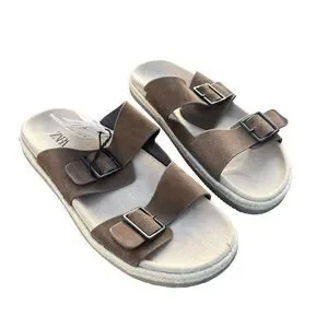 Zara Sandals Men Double Buckle Strap Flat Size US 9 EU 42 Brown Slip On Slides Zara | Shoes | Zara Sandals Men Double Buckle Strap Flat  main image 2